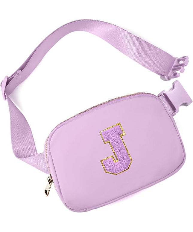 Gitus Gifts for 8 9 10 11 12 Year Old Girls Belt Bag Fanny Pack Crossbody Bags with Initial Letter Patch Cute Stuff Birthday Gifts for Teen Girls Women Personalized Trend Stuff (Lavender-J)