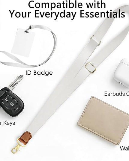 Adjustable Crossbody Phone Strap/Wrist Strap – Universal Neck and Wrist Strap for Phones, Keys, and Wallets – White