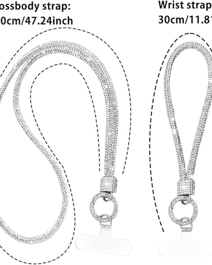 2Pcs Phone Crossbody Lanyard and Wrist Strap, Universal Cell Phone Lanyard Strap with 2Tether Tab