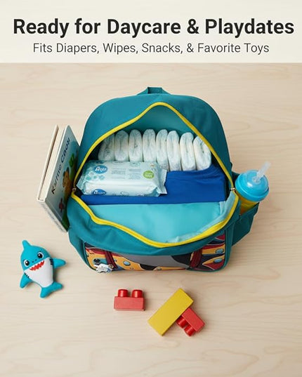 Kids Backpack for Boys and Girls, Kindergarten School Bag with Chest Strap (Blue Shark, 12 Inch)