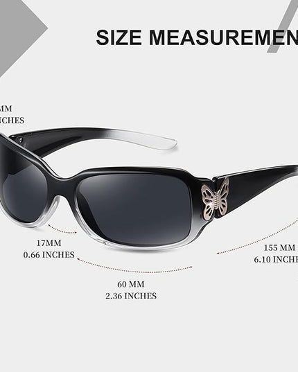 HAOLOTA Women's Polarized Sunglasses - Fashionable Wraparound Butterfly Design with UV400 Protection