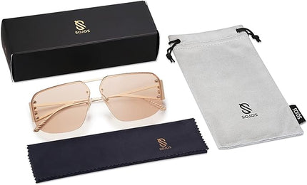 SOJOS Trendy Aviator Sunglasses Mens Womens Retro Metal Rimless Frame Shades Lentes De Sol Para Mujer SJ1192