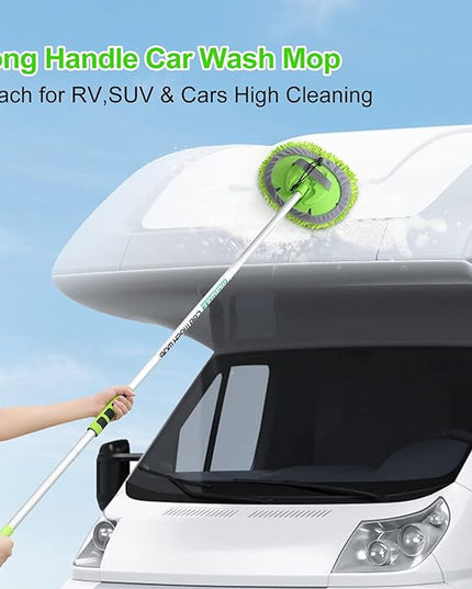 Wontolf 62'' Car Wash Brush with Long Handle Chenille Microfiber Car Wash Mop Mitt Kit Car Detailing Brush Cleaning Kit Window Squeegee Car Duster Drying Towels Tire Brush for Cars RV Truck Boat