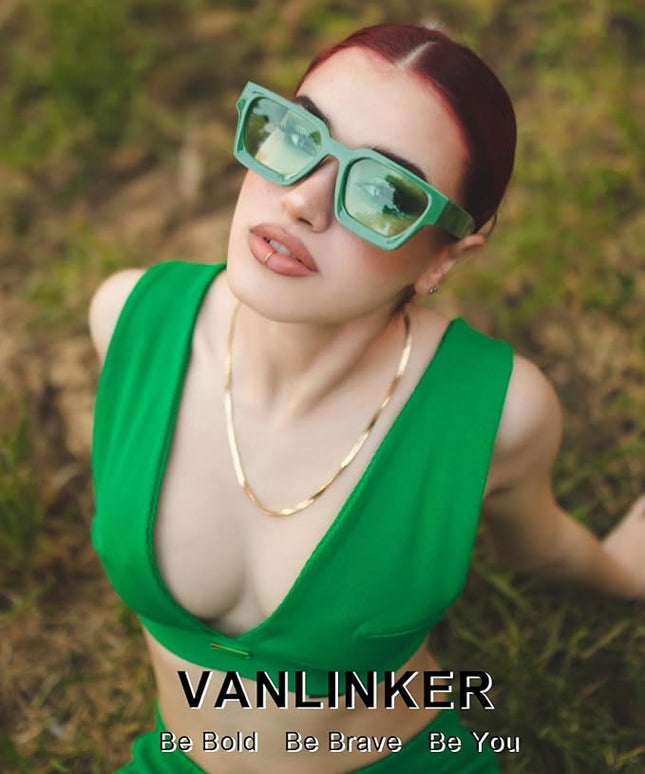 VANLINKER Thick Square Sunglasses for Men Women Retro Chunky Rectangle Shades UV400 Protection VL9731