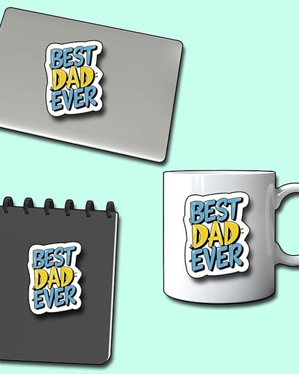 (3Pcs) Best Dad Ever Sticker, Decal Gifts Dad Decorate Books Laptop Phone Water Bottles Kindles Stickers Tumbler Sticker Waterproof Vinyl Decorate Sticker 2.5 x 3 Inch