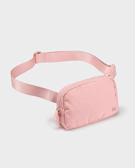 Pander Two Way Zipper Fanny Pack Nylon Everywhere Belt Bag for Women, Water Repellent Waist Packs, Crossbody Bags with Adjustable Strap (Mono Pink).