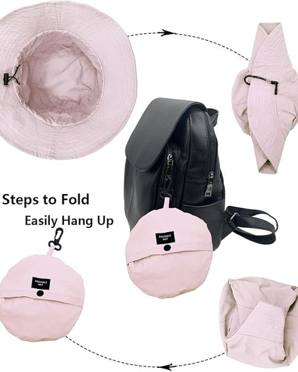 woogwin Waterproof Bucket Rain Hat with Chin Strap Quick Dry Packable Boonie Sun Hat Safari Hat UV Protection
