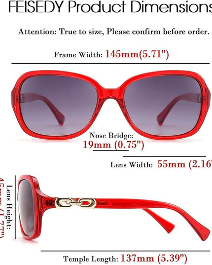 FEISEDY Vintage Square Polarized Sunglasses for Women UV400 Travel Driving Fashion Arcuate Sunglasses B2526