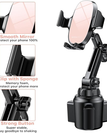 Miracase Universal Cup Phone Holder for Car, [Upgraded Version] Adjustable Long Neck Car Cup Holder Phone Mount Cradle Friendly Compatible with iPhone Samsung Google and All Smartphones, Pink