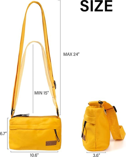 Crossbody Sling Bag Canvas Purse Small Shoulder Handbag 5 Pocket Casual Travel Messenger Hobo Bag Phone Satchel Backpack