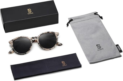 SOJOS Retro Round Polarized Sunglasses for Women Men Classic Vintage Sunnies SJ2069