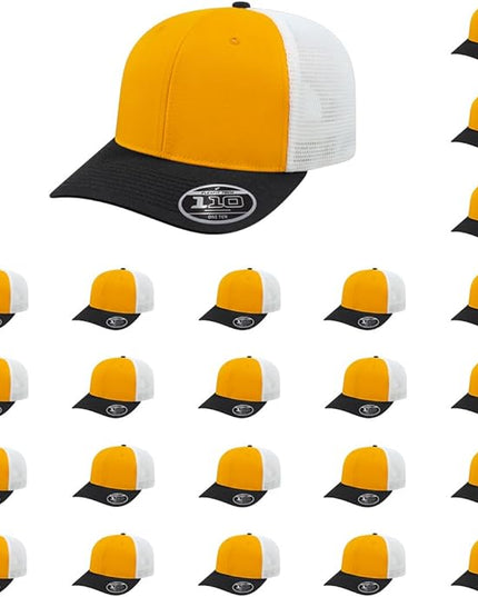 Cap America i8502 Flexfit 110 Premium Mid Profile 6-Panel Mesh Back Trucker Cap Hat w/UV Guard & Adjustable Snapback