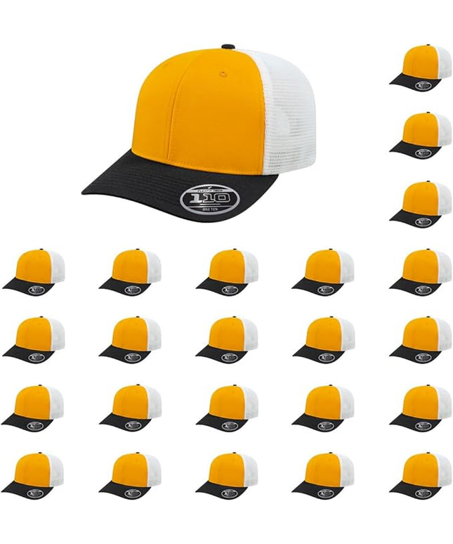 Cap America i8502 Flexfit 110 Premium Mid Profile 6-Panel Mesh Back Trucker Cap Hat w/UV Guard & Adjustable Snapback
