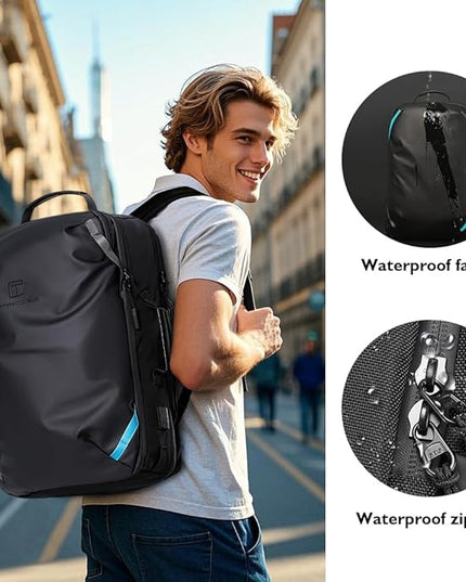 Vacuum Compression Backpack with Pump, Extra Large Capacity 45L Expandable Travel Backpack, Water Resistant 17.3" Laptop Backpack with USB Charging Port for Men & Women