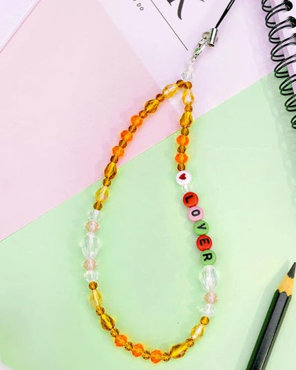 Marble Beaded Phone Wrist Strap, Cellphone Lanyard with Tether Tab, Hands-Free Wristlet Bracelet