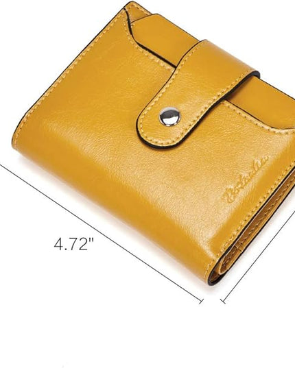 BOSTANTEN Women Leather Wallet RFID Blocking Small Bifold Zipper Pocket Wallet Card Case Purse with ID Window