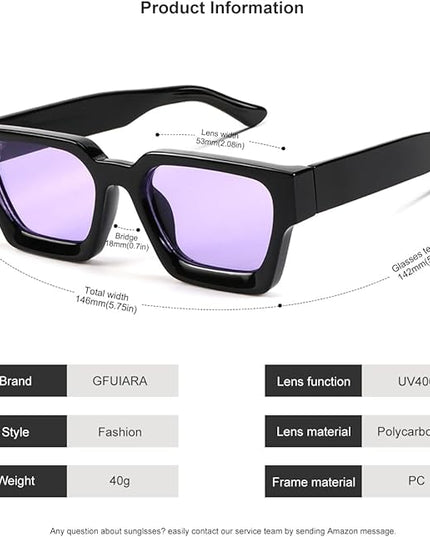 Trendy Square Sunglasses for Men Women Fashion Thick Rectangle Sun Glasses UV Protection Shades Designer Style