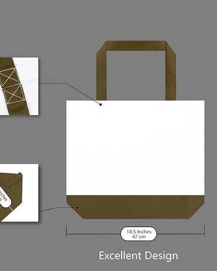 TOPDesign 3-Pack Super Strong Large 12oz Cotton Canvas Tote Bags, Reusable Grocery Shopping Cloth Bags, Fashionable Two-Tone Totes for Crafts, DIY Your Creative Designs