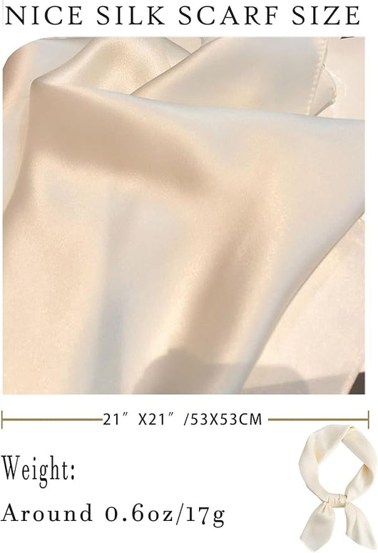 100% Mulberry Silk Scarf for Women Hair Lightweight Square Neckerchief Wrap For Head Scarves 21"