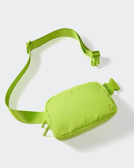 Pander Two Way Zipper Fanny Pack Nylon Everywhere Belt Bag for Women, Water Repellent Waist Packs, Crossbody Bags with Adjustable Strap(Grape Green).