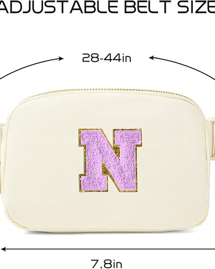 Gitus Gifts for 8 9 10 11 12 Year Old Girls Belt Bag Fanny Pack Crossbody Bags with Initial Letter Patch Cute Stuff Birthday Gifts for Teen Girls Women Personalized Trend Stuff (Ivory-N)