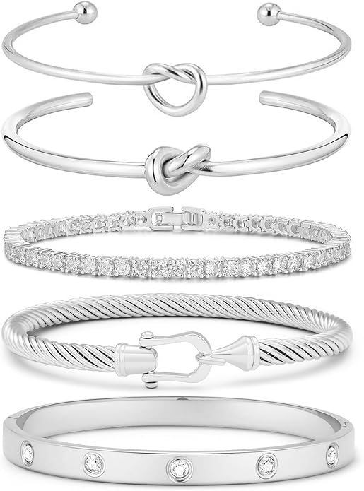 18 K Gold Plated Love Bangle Bracelet Stack Cuff Jewelry for Women Jewelry Set for Women Gift with Box