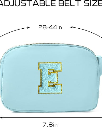 Gitus Gifts for 8 9 10 11 12 Year Old Girls Belt Bag Fanny Pack Crossbody Bags with Initial Letter Patch Cute Stuff Birthday Gifts for Teen Girls Women Personalized Trend Stuff (Icing Blue-E)