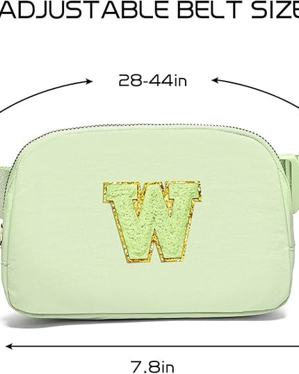 Gitus Gifts for 8 9 10 11 12 Year Old Girls Belt Bag Fanny Pack Crossbody Bags with Initial Letter Patch Cute Stuff Birthday Gifts for Teen Girls Women Personalized Trend Stuff (Light Green-W)