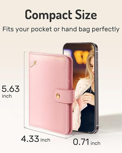 Forvencer Passport Holder with Money Pocket, RFID Blocking Passport Wallet Cover for Travel, Premium Card Case, Waterproof Travel Accessories for Women Men, Hot Pink
