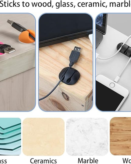 Shintop Cable Clips, 16 Pack Colorful Cord Holders Self Adhesive Cable Management Desk Wire Clips for All Your Computer, Electrical, Charging or Mouse Cord