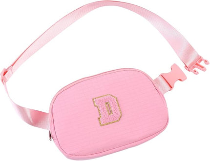 Glratn Initial Letter Fanny Pack for Girls,Patch Belt Bag,Toddler Crossbody Bags，Gifts for 3 4 5 6 7 8 9 10 11 12 Year Old Teens Kids,Christmas Graduation Gifts for Teen Girls.(Pink-D)