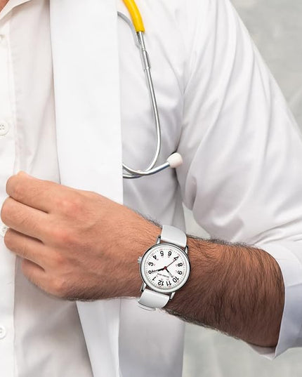 GOLDEN HOUR Waterproof Nurse Watch for Medical Professionals, Students Women Men - Military Time Luminouse Easy Read Dial, 24 Hour with Second Hand, Colorful Silicone Band