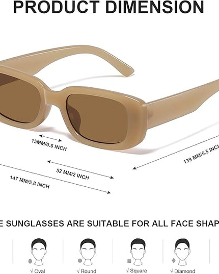 JASPIN Rectangle Sunglasses for Women Men Trendy Y2k Retro 90s Sun Glasses UV Protection Cool Square Frame