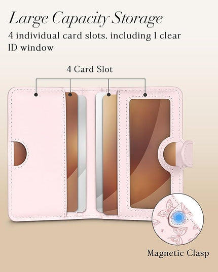 Shorogyt for Magnetic Phone Wallet Compatible with Magsafe Card Holder -Cute Luxury Slim Leather Mag Wallets for Women Fit 4 Cards,for iPhone 17/16/15/14/13/12 Series for Apple RFID Magnet, Butterfly
