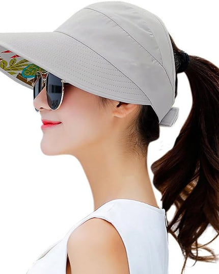 HINDAWI Sun Hats for Women Wide Brim UV Protection Sun Hat Summer Beach Packable Visor