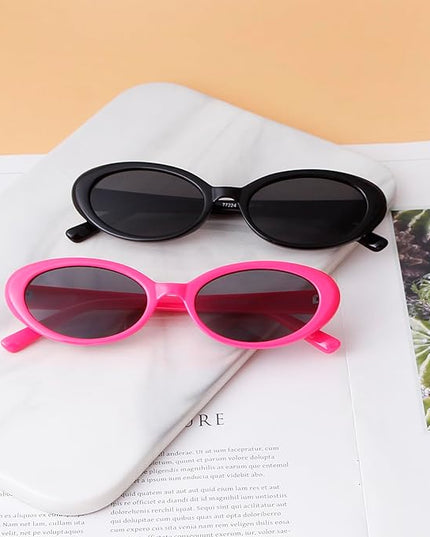 90s Sunglasses for Women Men Retro Small Oval Sunglasses
