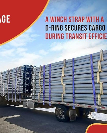 Mytee Products 10 Pack Winch Straps 4" x 30' Blue Heavy Duty Tie Down w/Delta Ring WLL# 5400 lbs | 4 Inch Cargo Control for Flatbed Truck Utility Trailer