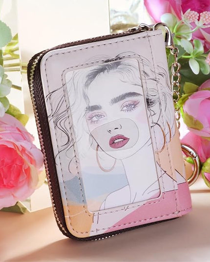 FurArt Zipper Wallet Women, RFID Blocking Credit Card Wallet, Business Card Holder, Compact Size KeyChain Wallet