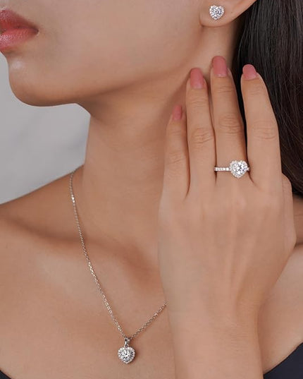IMOLOVE Moissanite Solitaire Pendant Necklaces for Women Sterling Silver with 18K White Gold Plated 1-3 Carat D Color VVS1 Clarity Mossanite Jewelry for Women
