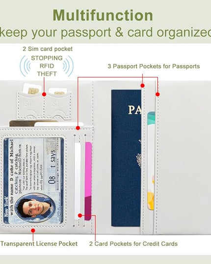PU Leather Passport Holder Cover 5.9×4.3 Inch with Credit Card Slot and Boarding Pass Slot Combo Blocking Passport Holder Wallet Cover Case for Travel Boarding Essentials (Giraffe)