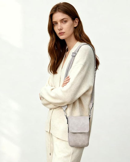 POIUGOYA Small Crossbody Bags for Women Trendy,Leather Triple Compartment Cell Phone Crossbody Wallet Purses with Card Slots