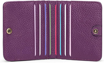 Real Leather Small Wallet for Women Coin Pouch RFID Blocking Bifold Credit Card Holder Mini Wallet for Ladies (Purple)