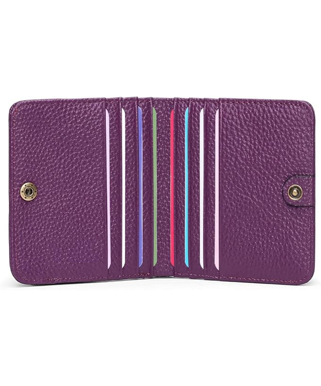 Real Leather Small Wallet for Women Coin Pouch RFID Blocking Bifold Credit Card Holder Mini Wallet for Ladies (Purple)