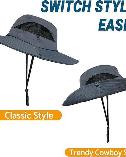 NPQQUAN Sun Hats for Men Women with Neck Flap UPF 50+ UV Protection Wide Brim Bucket Hat Safari Hiking Fishing Hats