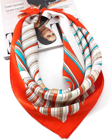 ANDANTINO 100% Mulberry Silk Scarf -21” Lightweight Square Neckerchief – Breathable Digital Printed Scarves with Gift Packed