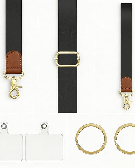 Black Adjustable Phone Lanyard Crossbody & Wrist Strap – Universal Neck Strap for iPhone Android, Keys & Wallets