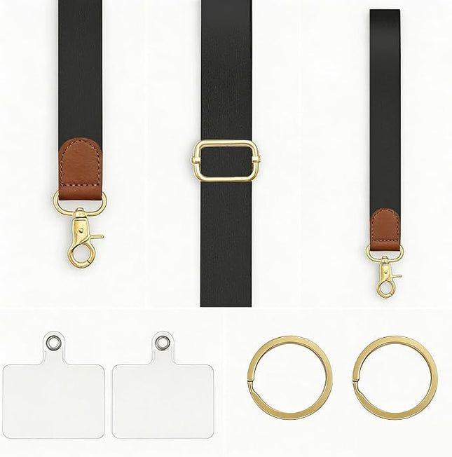 Black Adjustable Phone Lanyard Crossbody & Wrist Strap – Universal Neck Strap for iPhone Android, Keys & Wallets