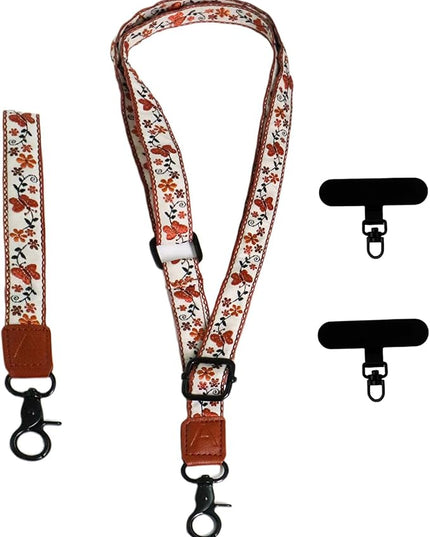 Adjustable Lanyard for Phone, Camera, Name Tags, ID card, Keychain and Wristlet Straps with 2 phone pads(Black)