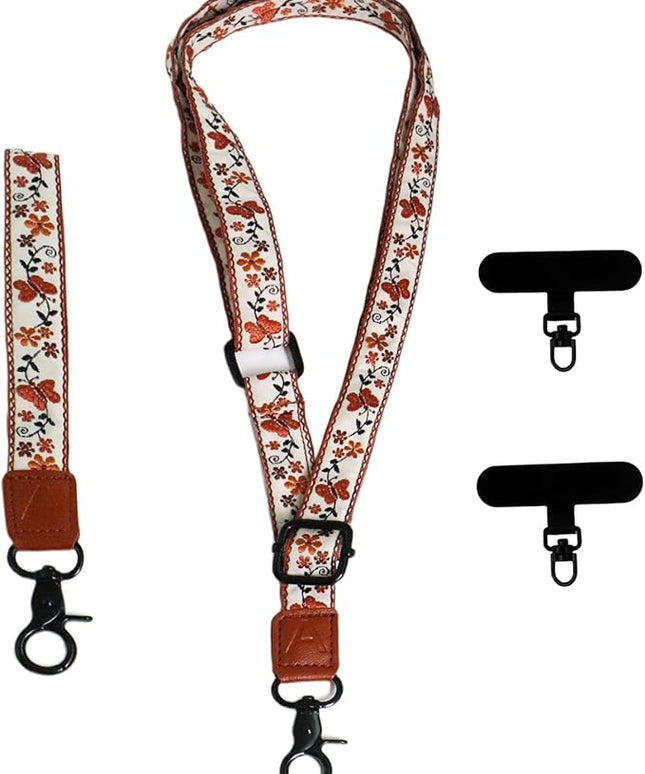 Adjustable Lanyard for Phone, Camera, Name Tags, ID card, Keychain and Wristlet Straps with 2 phone pads(Black)