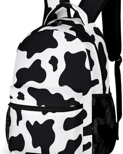 Fashion Black White Milk Cow Print Backpack Lightweight Large Capacity Laptop Daybag for Travel Work
